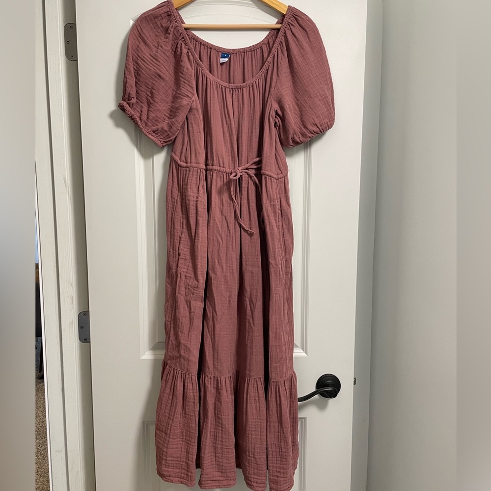 Old Navy - Dusty Rose Midi Tiered Dress
